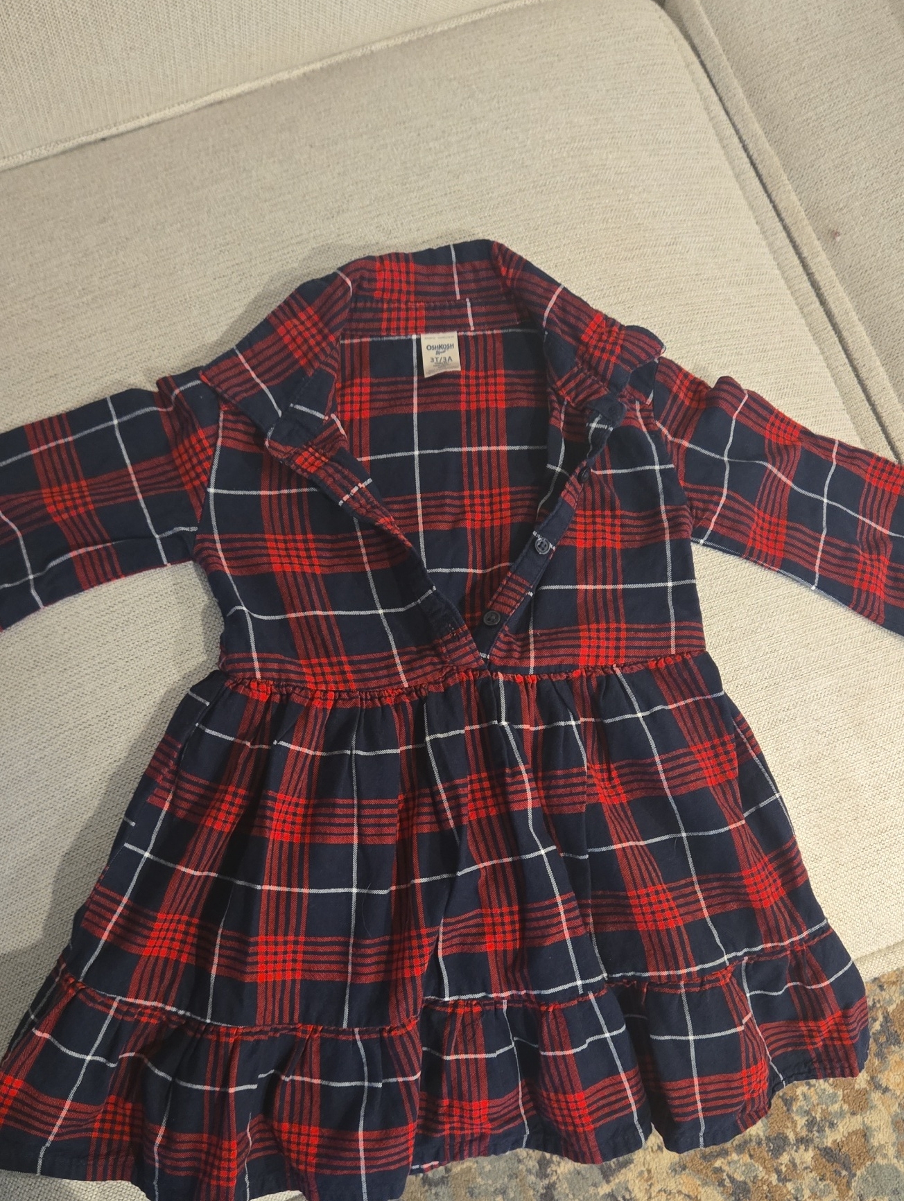 Osh Kosh Red & Navy Plaid Button-Up Shirt
